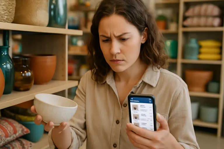 Person comparing product tags and delivery paperwork in a home improvement aisle