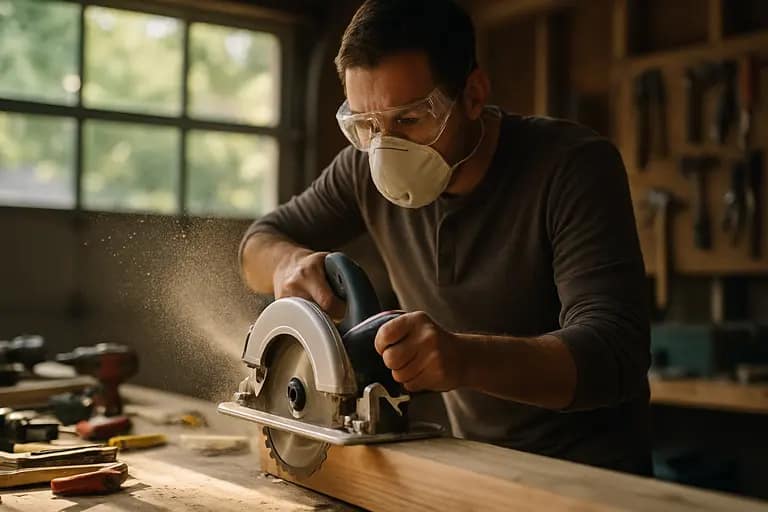 Basic hand tools and safety glasses placed neatly on a workbench